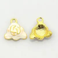 Golden Tone Alloy Enamel Flower Pendants