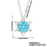 Elegant Brass Cubic Zirconia Snowflake Pendant Necklaces