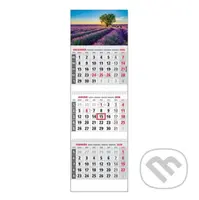 Klasik 3-mesačný nástenný kalendár 2026 - sivý, levanduľové pole