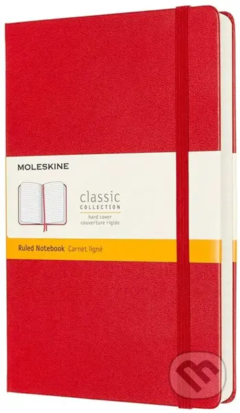Moleskine – zápisník Expanded červený (stredný, linajkovaný, tvrdé dosky)