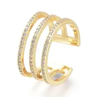 Brass Micro Pave Clear Cubic Zirconia Cuff Rings