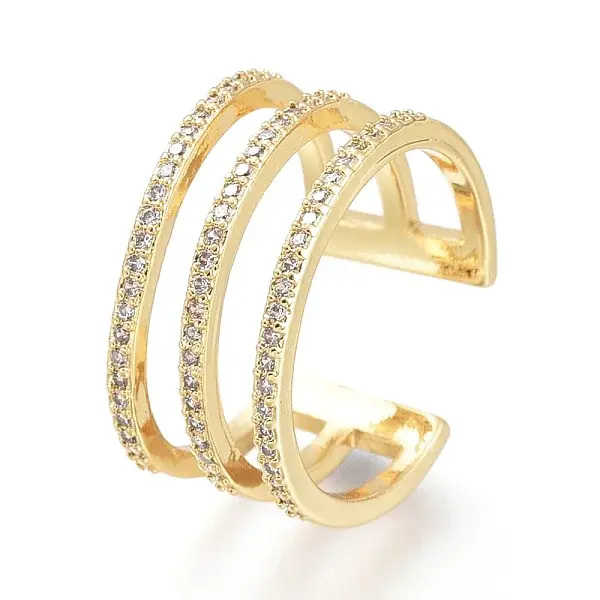 Brass Micro Pave Clear Cubic Zirconia Cuff Rings