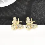 Bees Brass Micro Pave Clear Cubic Zirconia Stud Earrings