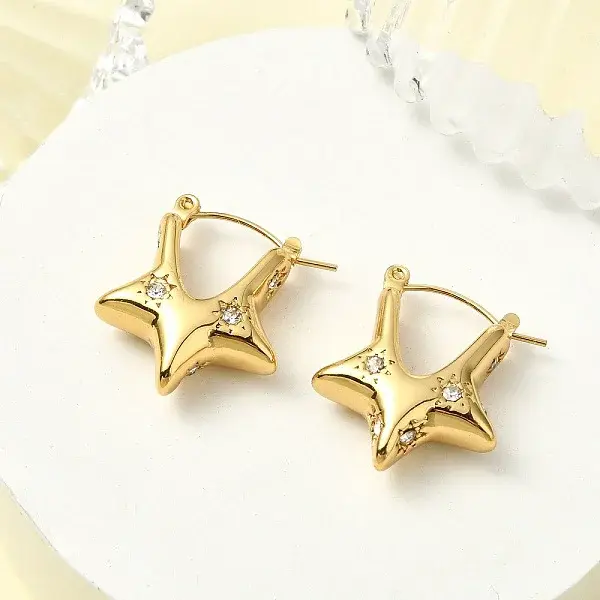 304 Stainless Steel Micro Pave Clear Cubic Zirconia Hoop Earrings For Women