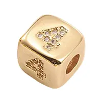 Brass Micro Pave Cubic Zirconia Beads