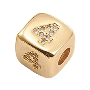 Brass Micro Pave Cubic Zirconia Beads
