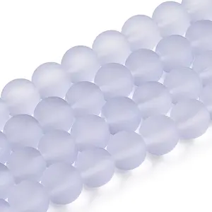 Baking Painted Lilac Frosted Round Transparent Glass Bead Strands