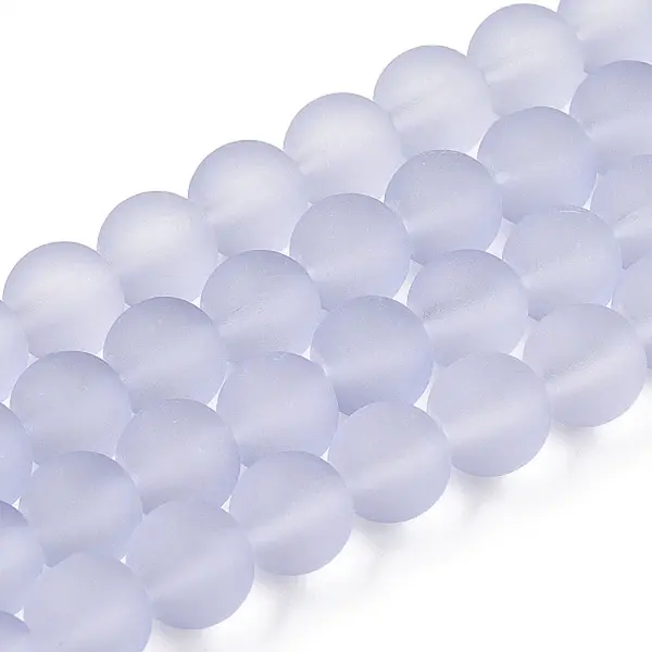 Lilac Frosted Round Transparent Glass Bead Strands