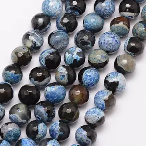 Natural Fire Crackle Agate Bead Strands