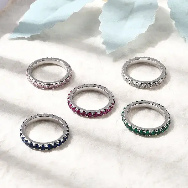 Brass Micro Pave Cubic Zirconia Finger Rings