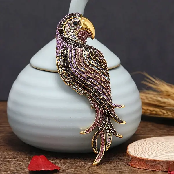 Parrot Alloy Rhinestone Brooches