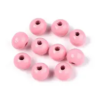 Spray Painted Round Natural Schima Wood Beads