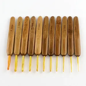 Bamboo Handle Aluminium Crochet Hook Needles Sets