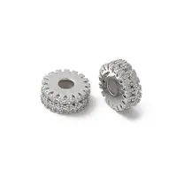 Brass Micro Pave Cubic Zirconia Daisy Spacer Beads