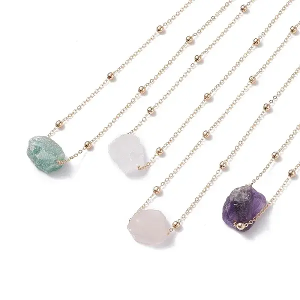 Natural Raw Stone Pendant Necklace for Women