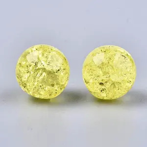 Transparent Crackle Acrylic Round Beads Strands
