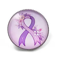 Breast Cancer Awareness Ribbon Glass Brooches