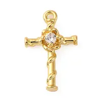 Brass Micro Pave Clear Cubic Zirconia Charms