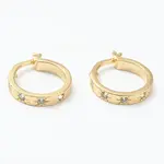 Brass Micro Pave Clear Cubic Zirconia Hoop Earrings