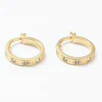 Brass Micro Pave Clear Cubic Zirconia Hoop Earrings