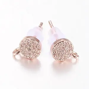 Brass Micro Pave Cubic Zirconia Stud Earring Findings