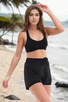 85389 Dewberry Womens Swim Shorts with Inner Tights-BLACK