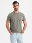Ombre Men's military-style printed cotton T-shirt - light olive
