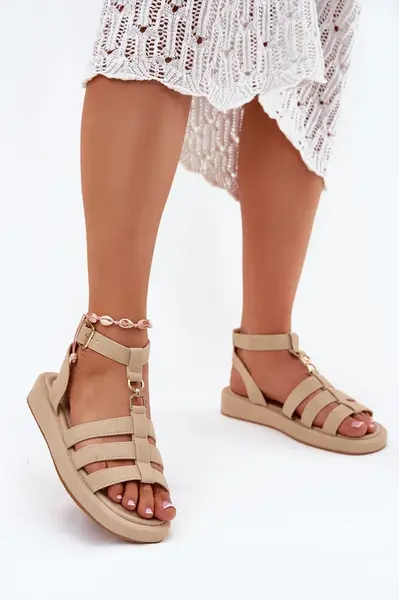 Boto Dámske Sandále Na Platforme S Zlatým Detailom Béžové Kartia