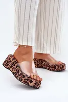 Boto Dámske sandále s priesvitným pásikom na klíne panterka Meltiana