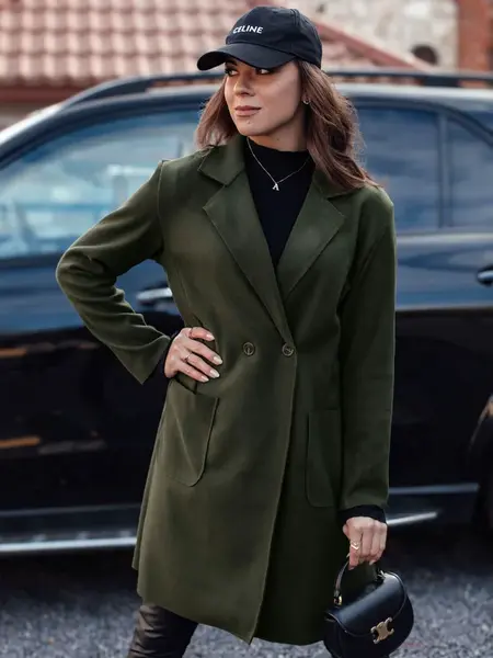 Dámsky dlhý kabát LINNORE, olivový