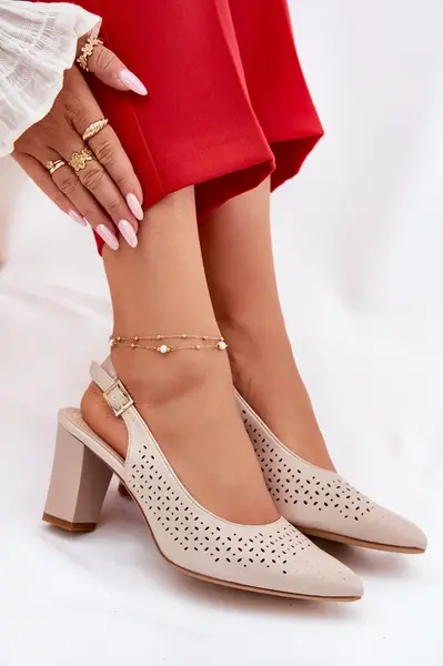 Dierkované Sandále S Špicatými Prstami Na Opätku Béžové Sergio Leone SK163