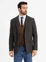Ombre Men's elegant plaid blazer with wool blend - graphite