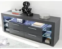 TV stolek Goal, šedý, s osvětlením