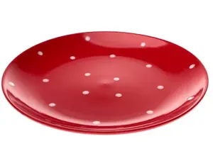 Mělký talíř 26,5 cm, červený s puntíky