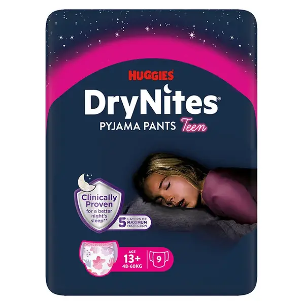 DRY NITES® Naťahovacie nohavičky pre dievčatá od 13+ rokov 9 kusov