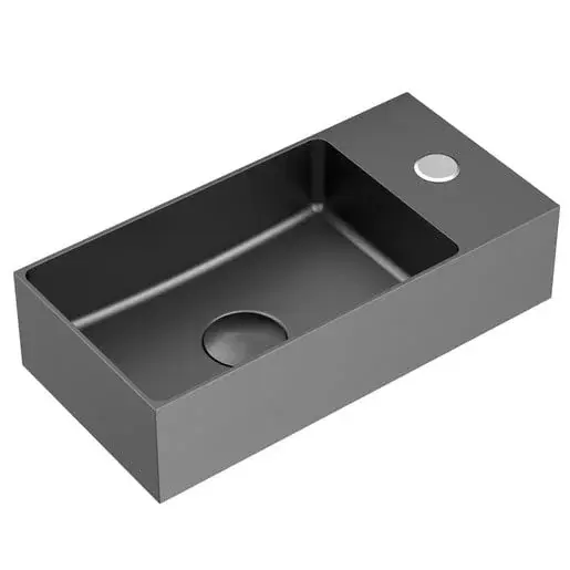 Závesné umývadlo vo farbe gun metal SAT Aurum 36x18 cm bez prepadu SATAUR3618BGM