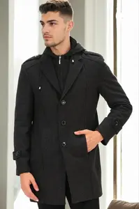 PLT9334 DEWBERRY MEN'S COAT-PATTERNED ANTHRACITE