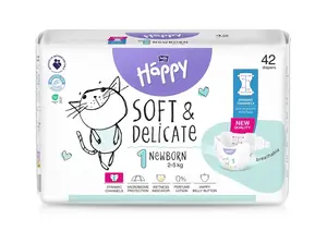 Bella Baby Happy Soft&Delicate 1 Newborn 2–5 kg dětské pleny 42 ks