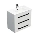 Kúpeľňová skrinka s čiernou úchytkou a umývadlom SAT Cube Way 80x76,5x46 cm biely lesk CUBE46C803BIMOD