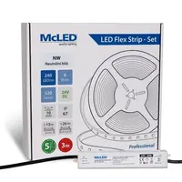 McLED LED páska - sada 3 m, 240 LED/m, NW, 6 W/m, DC 24V, 520 lm/m, CRI90, IP67, 10 mm, vodič 3 m ML-126.033.90.S03001