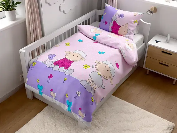 Bavlnené obliečky do postieľky OVEČKY ružové Rozmer obliečky: 45 x 65 cm | 90 x 135 cm