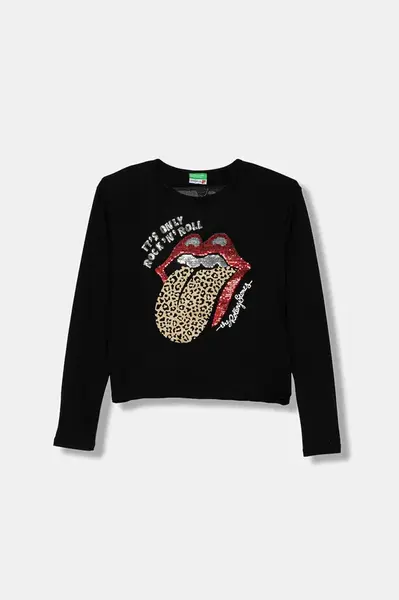 Dětské tričko s dlouhým rukávem United Colors of Benetton černá barva, 3ATNC10RI