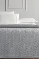 Vlnený prehoz na posteľ PETRA v darčekovom balení s vankúšmi Sivá Set