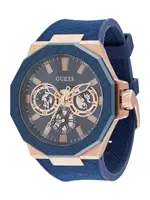 GUESS Analógové hodinky 'INDY'  tmavomodrá / ružové zlato