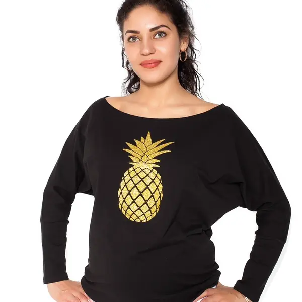 Těhotenská mikina, triko Ananas - černé, vel. XS