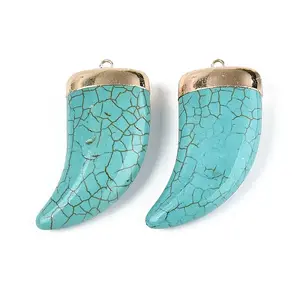 Dyed Synthetic Turquoise Tusk Shape Big Pendants