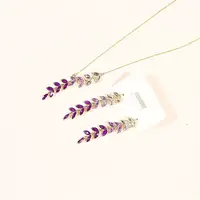 Wheat Alloy Gradient Color Cubic Zirconia Pendant Necklace & Stud Earring