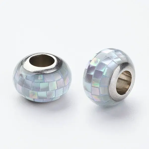 304 Stainless Steel Resin European Beads