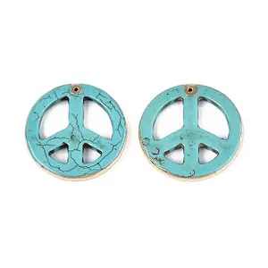 Dyed Synthetic Turquoise Peace Sign Pendants