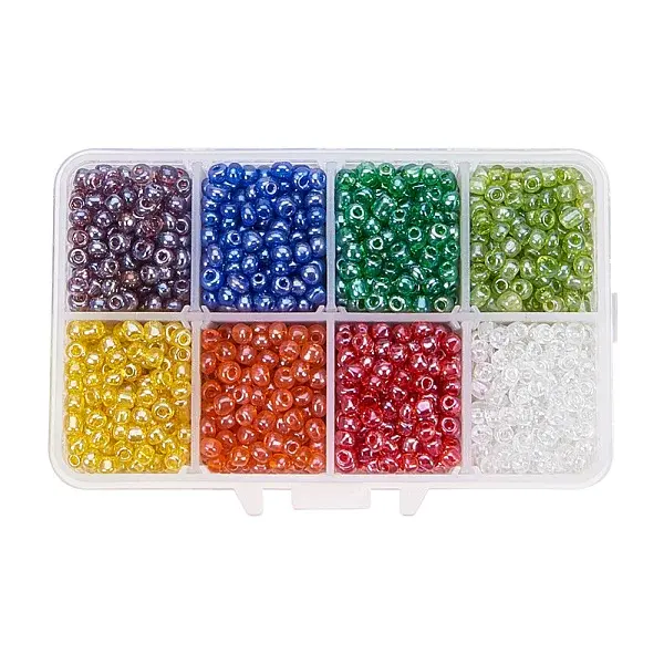 1 Box 6/0 Glass Seed Beads Transparent Colours Lustered Loose Spacer Beads